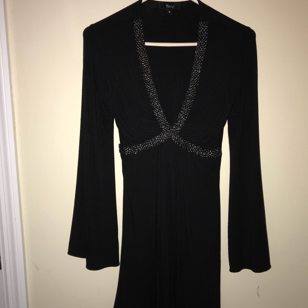 SKY long sleeve mini dress with faux chains